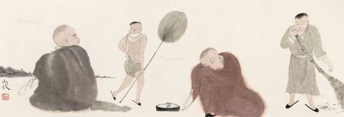 马骏 品茗图