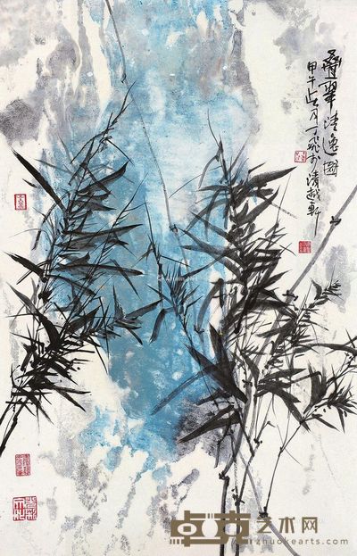 丁飞叠翠青逸图 70×46cm