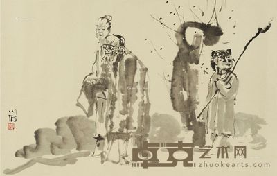 傅小石老子游春图 44.5×71.5cm