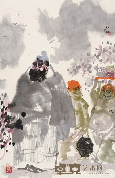 傅小石钟馗出游图 69×45cm