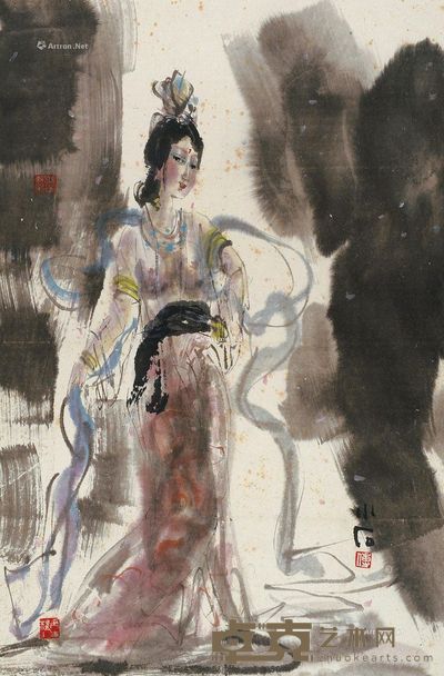 傅小石舞女图 68×45cm