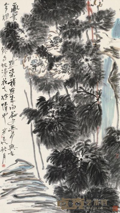 吴冠南墨荷 178×95cm