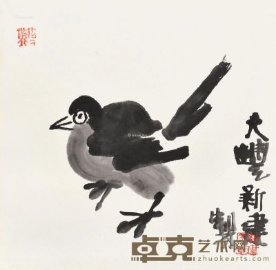 朱新建鸟 35.5×33cm