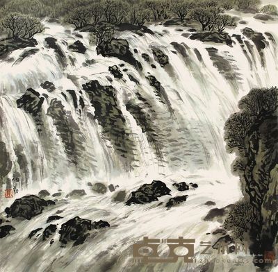 郑伯劲 山水 68×68cm