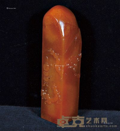 田黄石双龙戏珠印章 283.5g