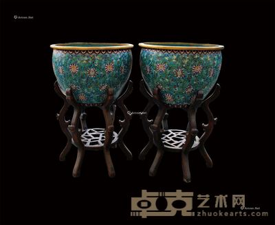 掐丝珐琅菊花纹卷缸 直径48cm