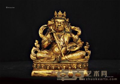 铜鎏金黄财神造像 高15cm