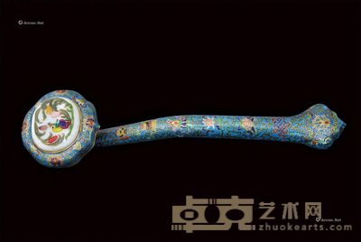 掐丝珐琅嵌玉如意 长43cm