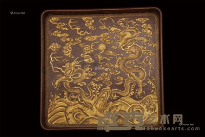 大漆描金龙纹方盒 43×43cm