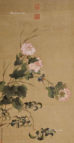 邹一桂 芙蓉翠鸟图