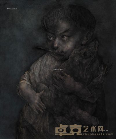 2013年作 刘海与蟾 油彩木板 120×100cm