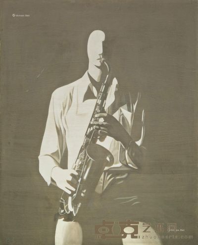 1986年作 休止音符 (正面的吹奏者) 画框 油彩画布 98.5×80cm