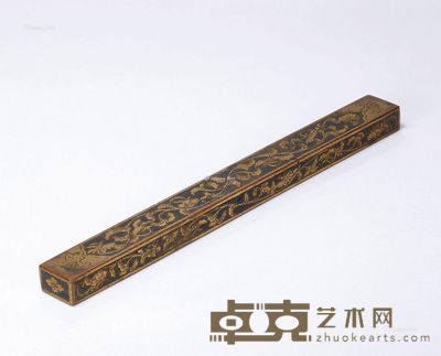 明 铜鎏金錾花镇尺 长24cm