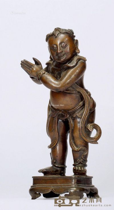 15世纪 铜善财童子立像 高29cm