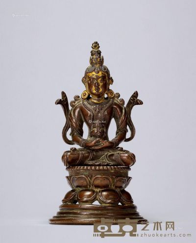 18世纪 铜乾隆仿古无量寿佛坐像 高14cm