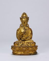 15世纪 铜鎏金莲花生坐像