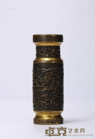 明 铜鎏金瑞兽纹香瓶 高10.6cm