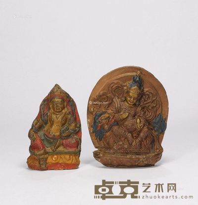 18-19世纪 财宝天王擦擦 黄财神擦擦 高15.5cm；高18.5cm