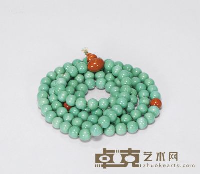 清 松石绿釉瓷佛珠 --