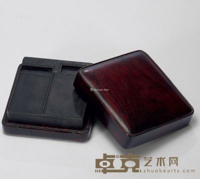 清 “程邃”款龙纹双联端砚 长11.8cm；宽10.8cm；高2.9cm