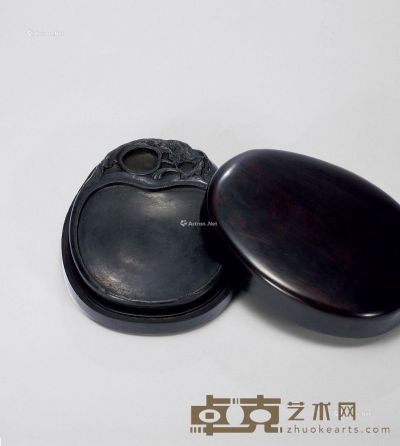 清 “石松”铭荔枝端砚 长14.2cm；宽11cm；高2cm