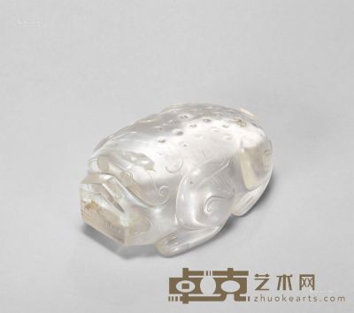 明 水晶雕瑞兽镇纸 长7.4cm；宽5cm