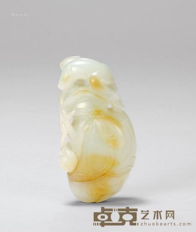 清 白玉带皮“代代封侯”坠 高6.5cm