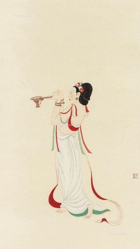孙宗慰1943年作敦煌壁画供奉菩萨