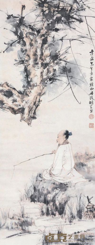 胡若思 高士垂钓图 76×29cm