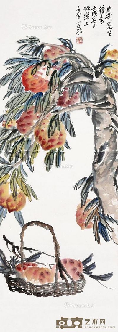 诸乐三 寿桃 115×40cm