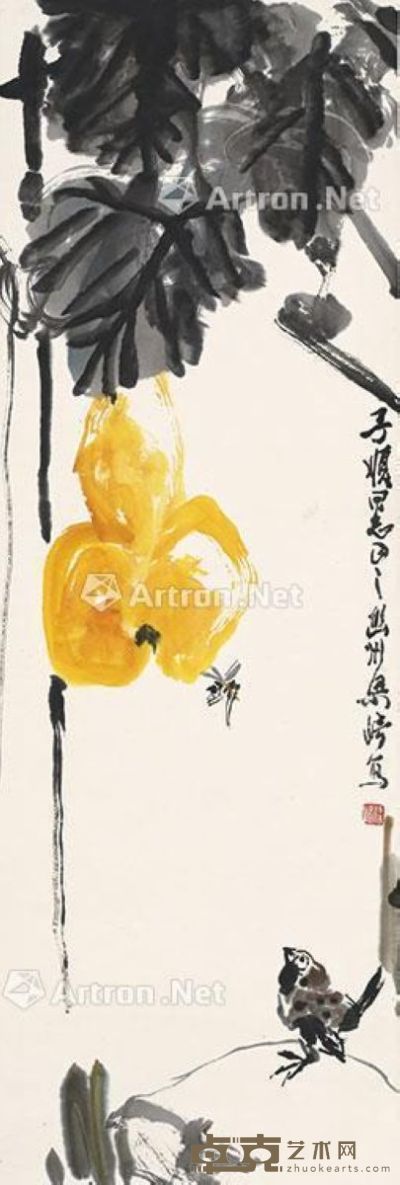 梁崎 葫芦麻雀 101×34cm