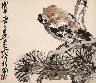 梁崎 松鹰（指画） 33×39cm