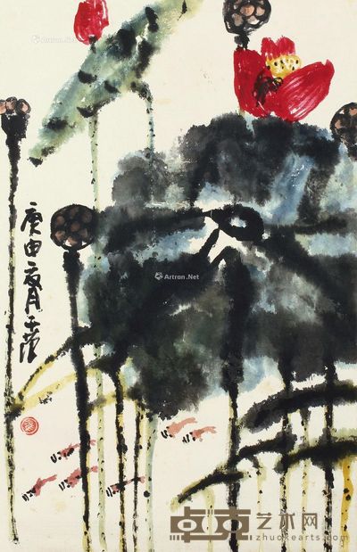 崔子范 荷花 77×50cm