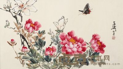 王雪涛 牡丹花蝶 44.5×79.5cm