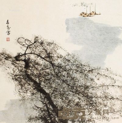 崔森茂 渔歌图 66×65.5cm