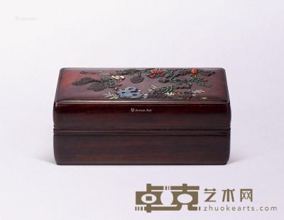 清初 紫檀嵌百宝长方盒 长25.5cm；高10cm
