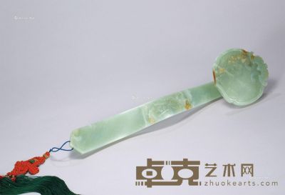 清乾隆 青白玉雕“福寿”如意 长44cm