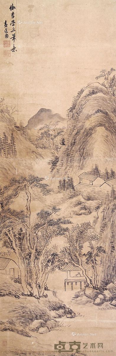 黄道周 山水 128×43cm