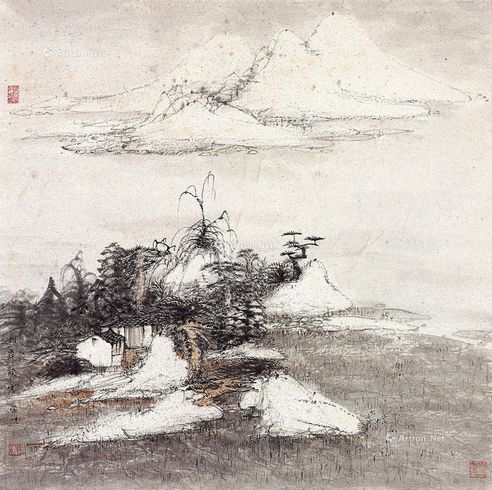 常进 湖岸晓雾