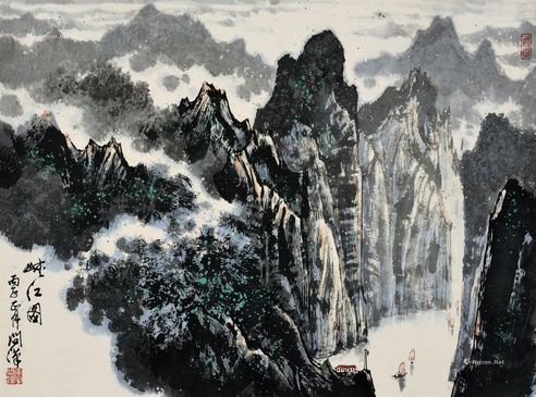 李问汉 峡江图