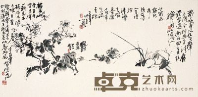 吴伟山 花卉 135×67cm