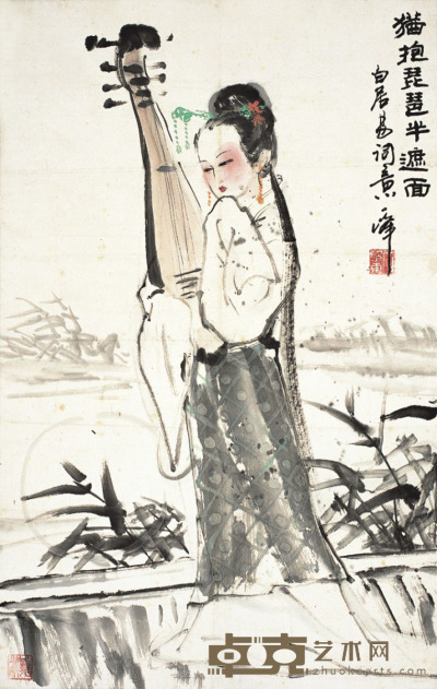 石照东 犹抱琵琶半遮面 68×44cm