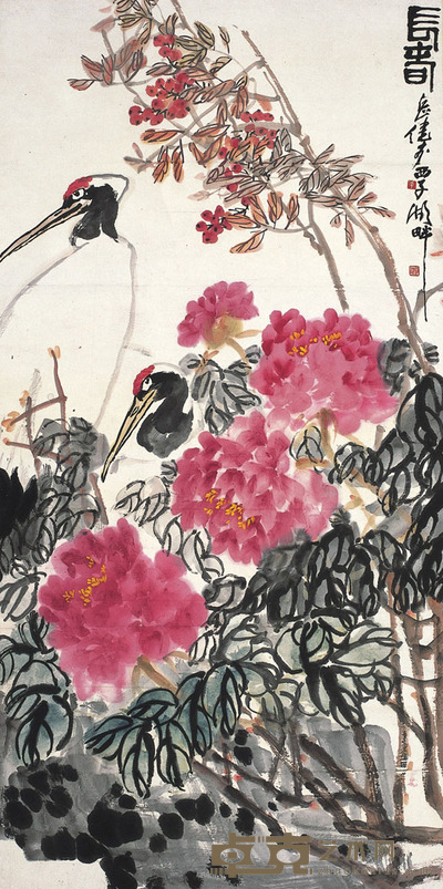 张岳健 富贵延年 136×68cm