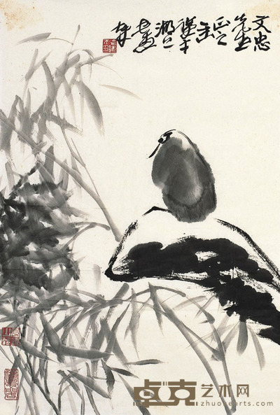 金鉴才 竹林孤躅 68×46cm
