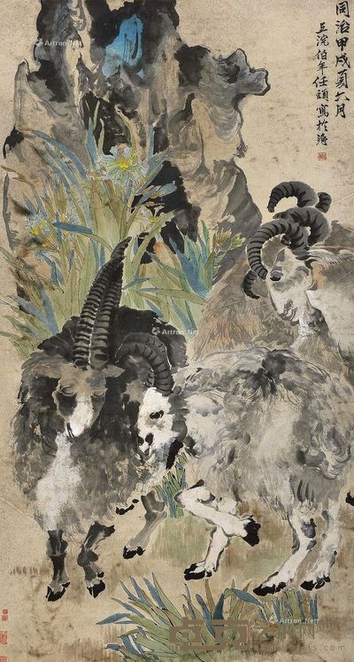 任伯年 三阳开泰 176×95cm