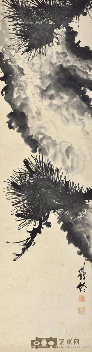 严鹤龄 苍松 143×39cm