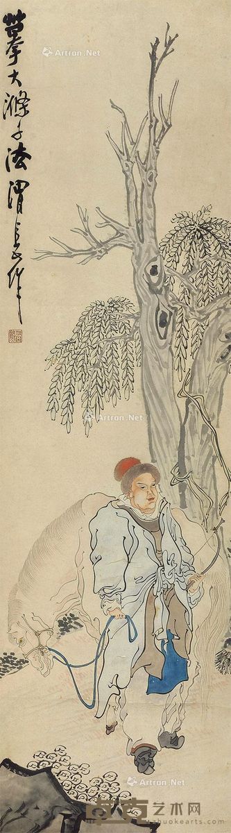 任熊 游猎 129×36cm