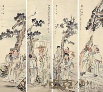 钱禄新 人物 174×46cm×4