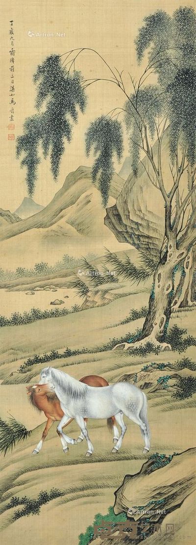 马晋 双骏 121×42cm