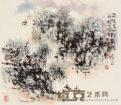 刘鸿信 两岸青山相对 50×45cm